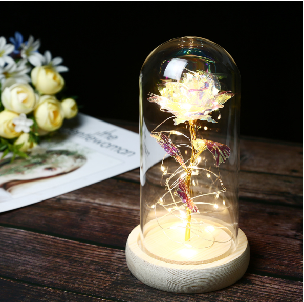 LED Enchanted Forever Rose Flower In Glass