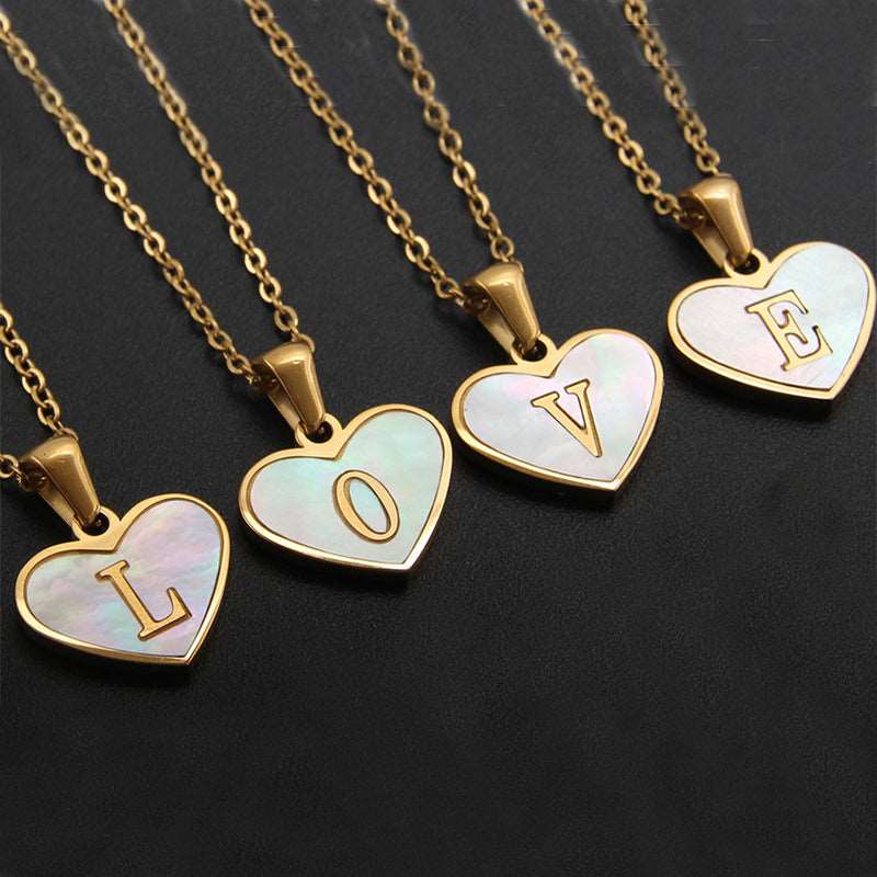 Heart-shaped Letter Necklace